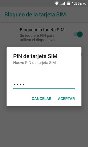 Introduzca su Nuevo PIN de tarjeta SIM y seleccione ACEPTAR
