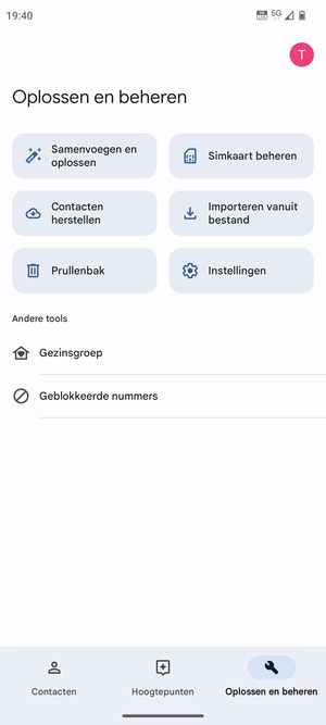 Selecteer Simkaart beheren