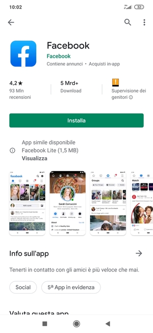 Seleziona Installa