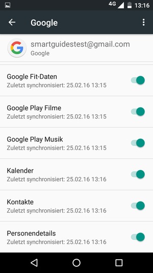 Stellen Sie sicher, dass Kontakte ausgewählt ist