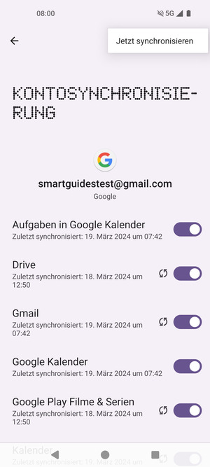 Wählen Sie Jetzt synchronisieren