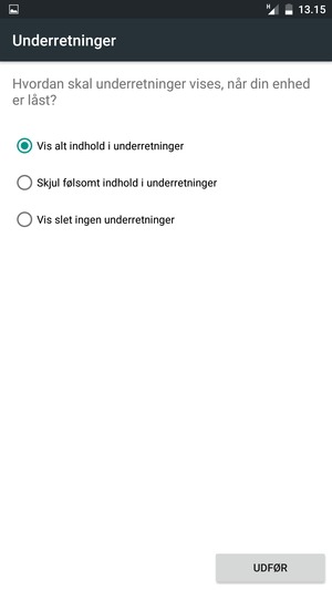 Vælg din foretrukne mulighed og vælg UDFØR
