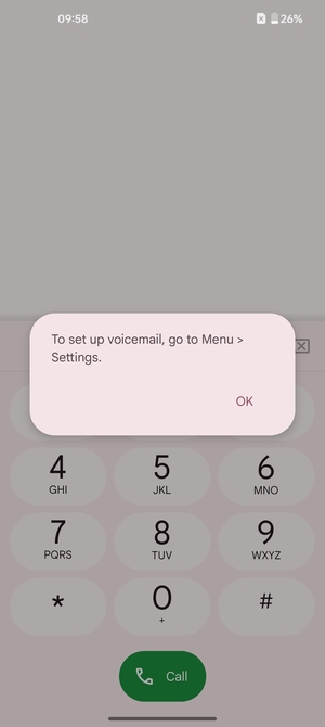 If your voicemail is not set up, select OK