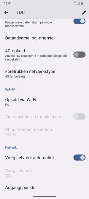 For at skifte netværk, hvis der opstår netværksproblemer, slå Vælg netværk automatisk fra