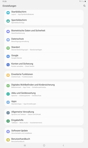 Scrollen Sie und wählen Sie Konten und Sicherung