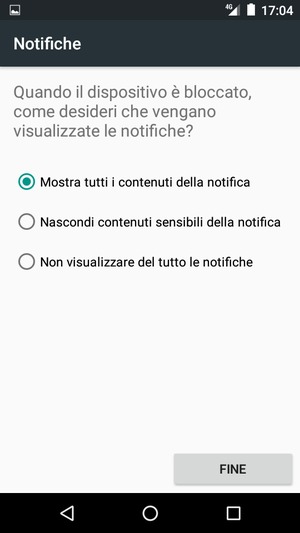 Seleziona la tua opzione preferita e poi FINE