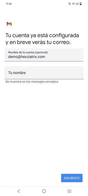 Déle a su cuenta un nombre y escriba su nombre. Seleccione SIGUIENTE