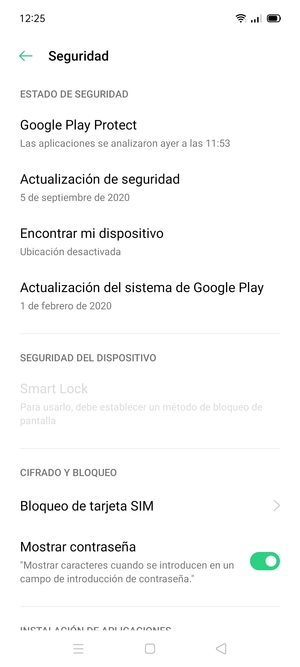 Desplácese y seleccione Bloqueo de tarjeta SIM