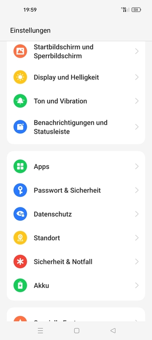 Scrollen Sie und wählen Sie Passwort & Sicherheit