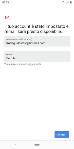 Scegli un nome per il tuo account e inserisci il tuo nome. Seleziona AVANTI