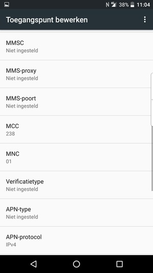 Scroll naar beneden en voer mms-gegevens in