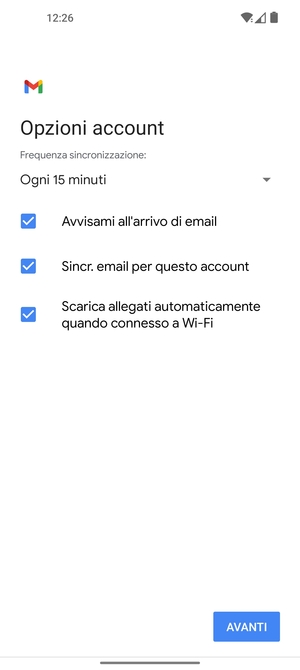 Seleziona AVANTI
