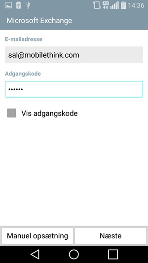 Indtast din e-mailadresse og din adgangskode. Vælg Næste
