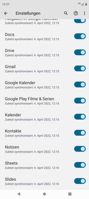 Stellen Sie sicher, dass Kontakte ausgewählt ist