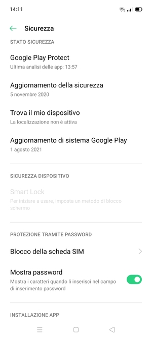 Scorri e seleziona Blocco della scheda SIM