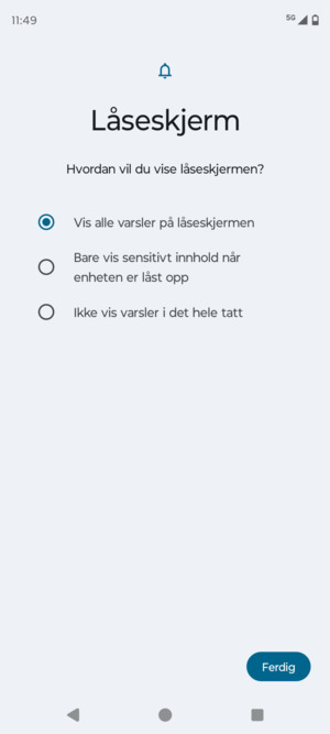 Velg ønsket alternativ og velg Ferdig