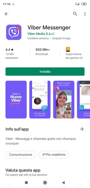 Seleziona Installa