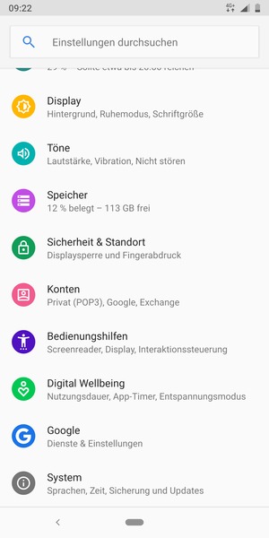 Scrollen Sie und wählen Sie System