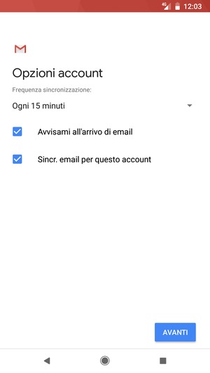 Seleziona AVANTI
