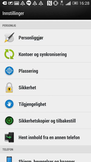 Gå tilbake til Innstillinger-menyen og velg Plassering