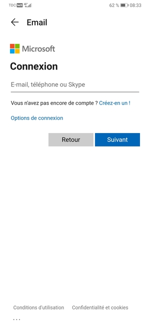 Saisissez votre adresse Hotmail et sélectionnez Suivant