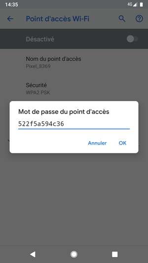 Saisissez un mot de passe de hotspot Wi-Fi d'au moins 8 caractères et sélectionnez OK