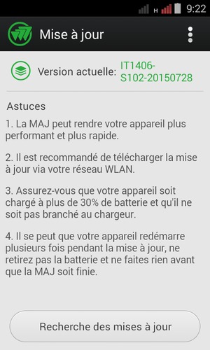 Sélectionnez Recherche des mises à jour