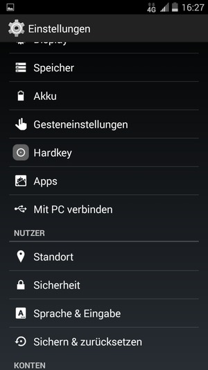 Scrollen Sie und wählen Sie Standort