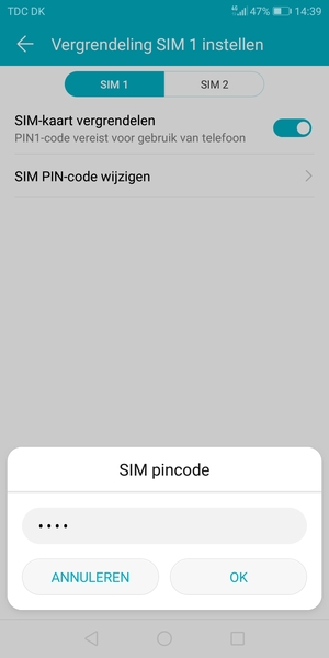 Voer uw Oude SIM PIN-code in en selecteer OK