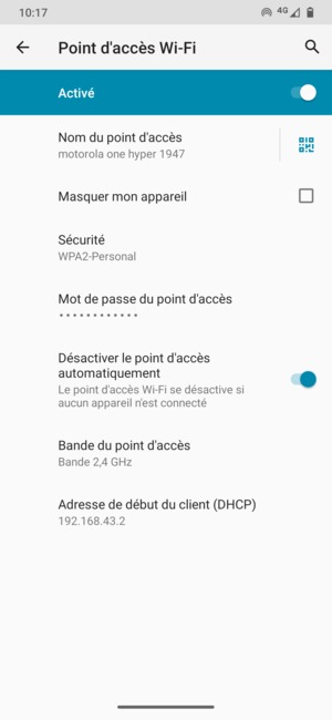 Votre téléphone est maintenant configuré pour être utilisé comme modem