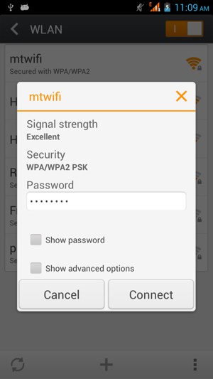 Enter the Wi-Fi password and select Connect