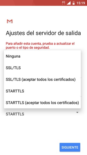 Seleccione Ninguna y SIGUIENTE