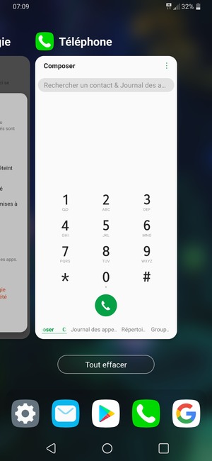 Sélectionnez Tout effacer pour fermer toutes les applications en cours d'exécution