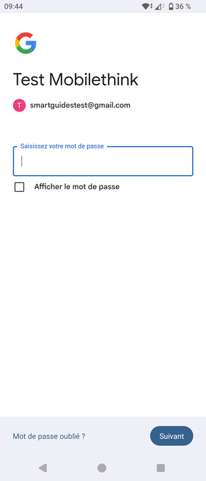 Saisissez votre mot de passe Gmail et sélectionnez Suivant
