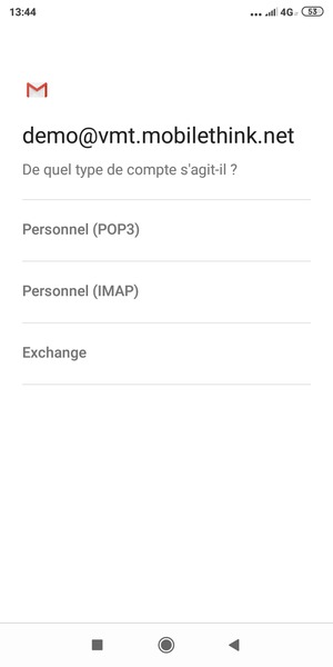Sélectionnez Personnel (POP3) ou Personnel (IMAP)