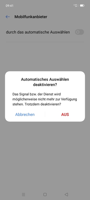 Wählen Sie AUS