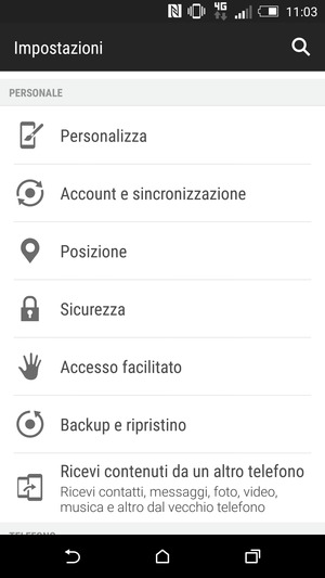 Scorri e seleziona Sicurezza