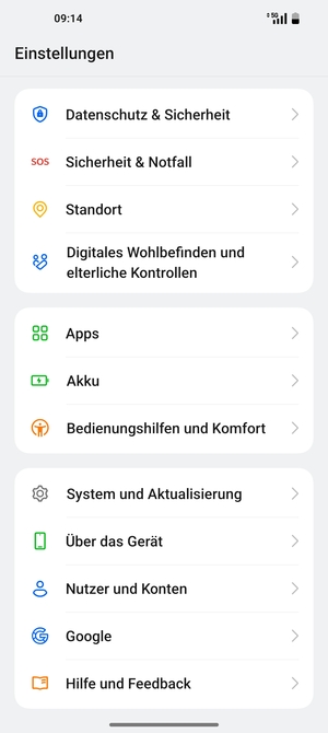 Scrollen Sie und wählen Sie Datenschutz & Sicherheit