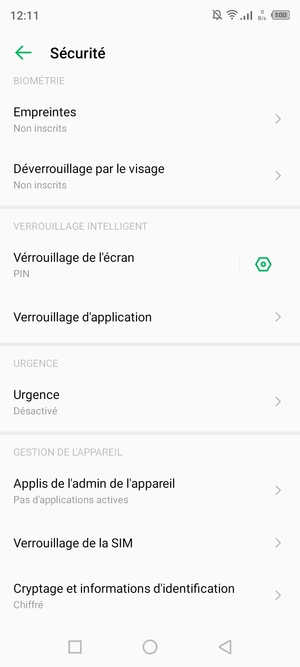 Faites défiler et sélectionnez Vérrouillage de la SIM