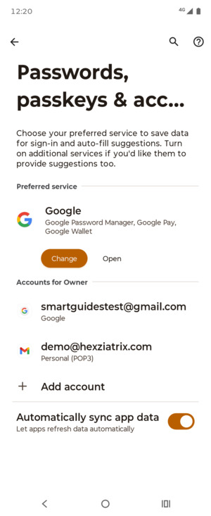 Select your Google account