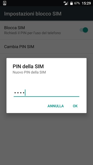 Inserisci Nuovo PIN della SIM e seleziona OK
