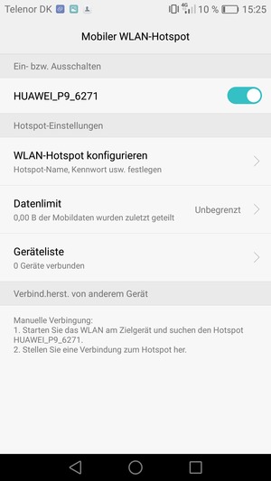 Ihr Handy ist jetzt für die Verwendung als Modem eingerichtet