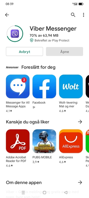 Vent til installasjonen er ferdig