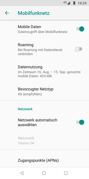 Schalten Sie Netzwerk automatisch auswählen aus