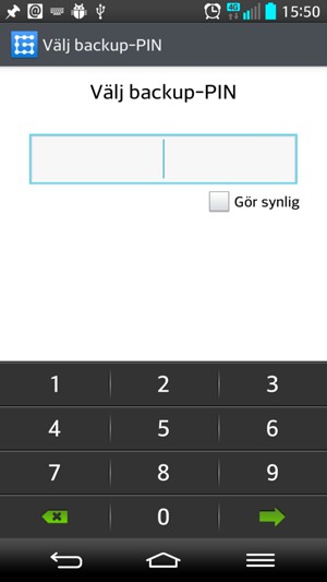 Ange en säkerhetskopia-PIN och välj Fortsätt