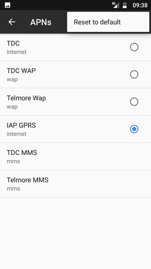 Select Reset to default