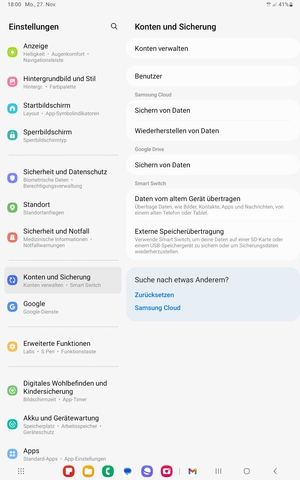 Scrollen Sie zu Google Drive und wählen Sie Sichern von Daten