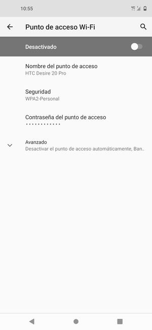 Seleccione Contraseña del punto de acceso