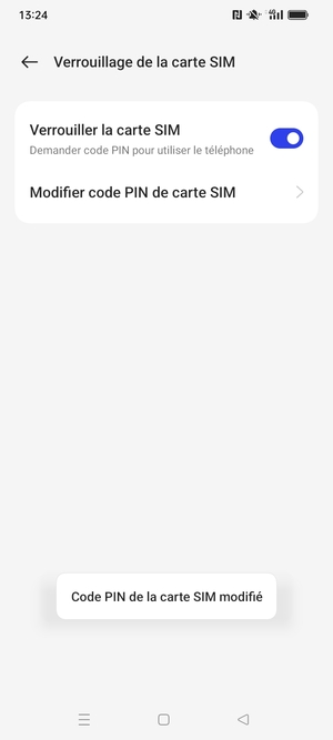 Votre Code PIN de la carte SIM a été modifié