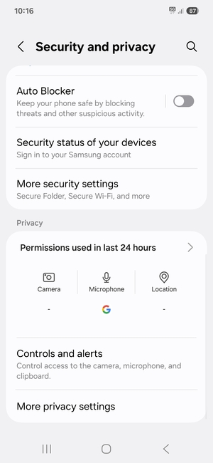 Scroll to and select More security settings